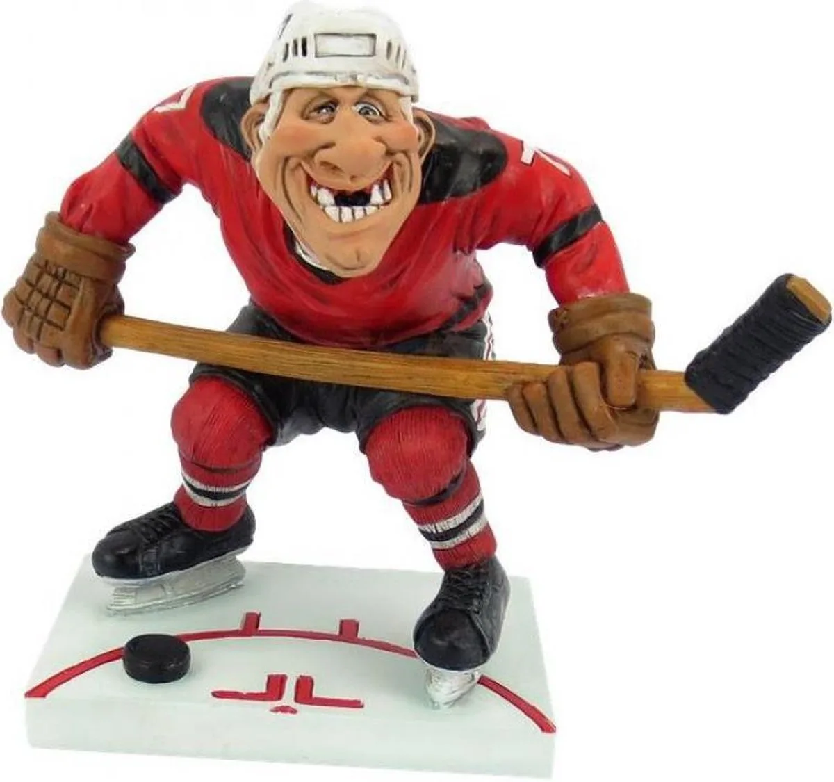 Beeldje ijshockeykeeper Warren Stratford polyresin rood cadeau 18x10x13 cm - 8719831572236