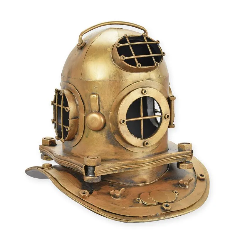 Blikken model duikhelm messingkleurig met patina 32 cm - DSBL-274