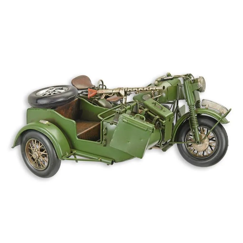 Blikken model legermotor met zijspan groen 36 cm - DSBL-201