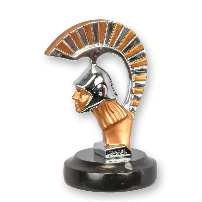 Bronzen art-deco car mascot Spartaanse krijger verzilverd 15,6 cm - BJ-88C