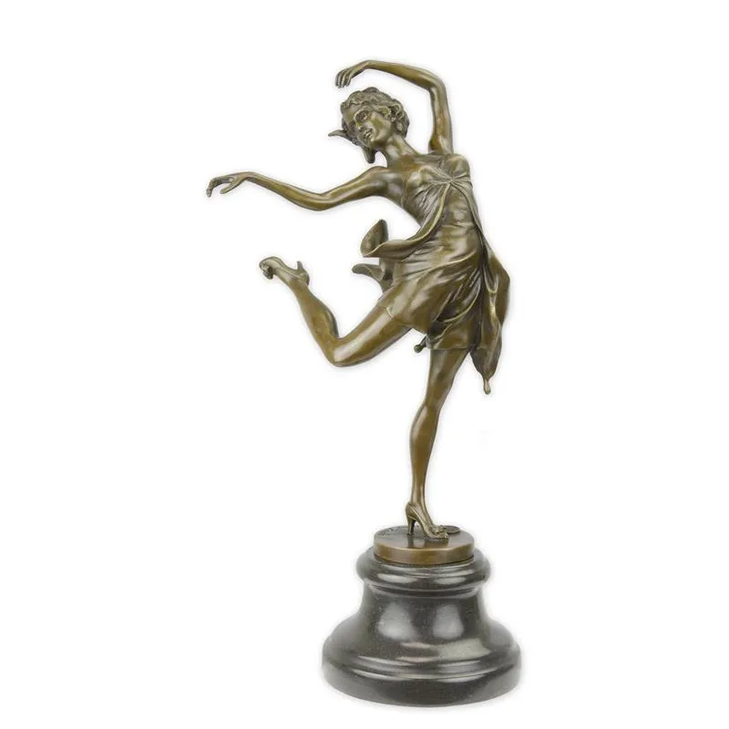 Bronzen beeld art deco danseres op marmeren voet 38,2 cm - BX-29