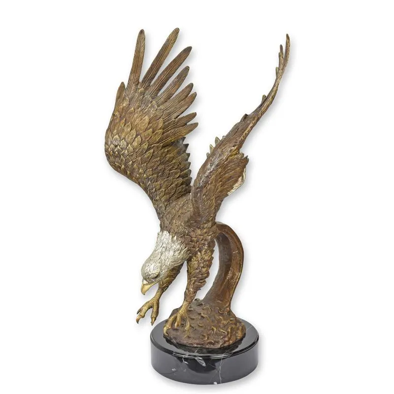 Bronzen beeld duikende adelaar op marmeren voet 84 cm - TBD-15