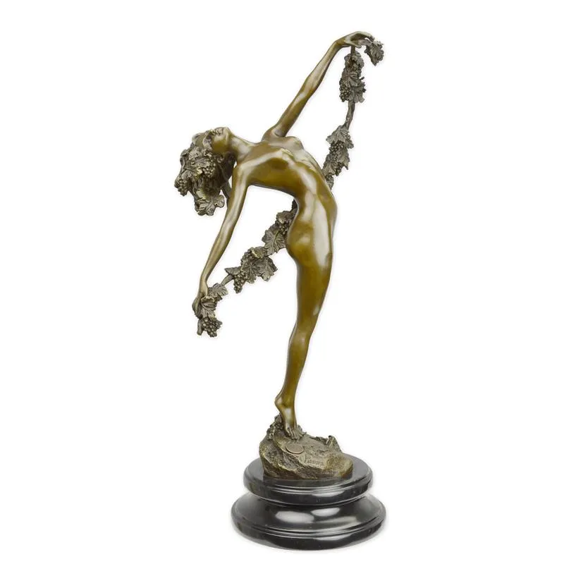 Bronzen beeld The Vine vrouw met druivenrank 41,8 cm - BJ-3