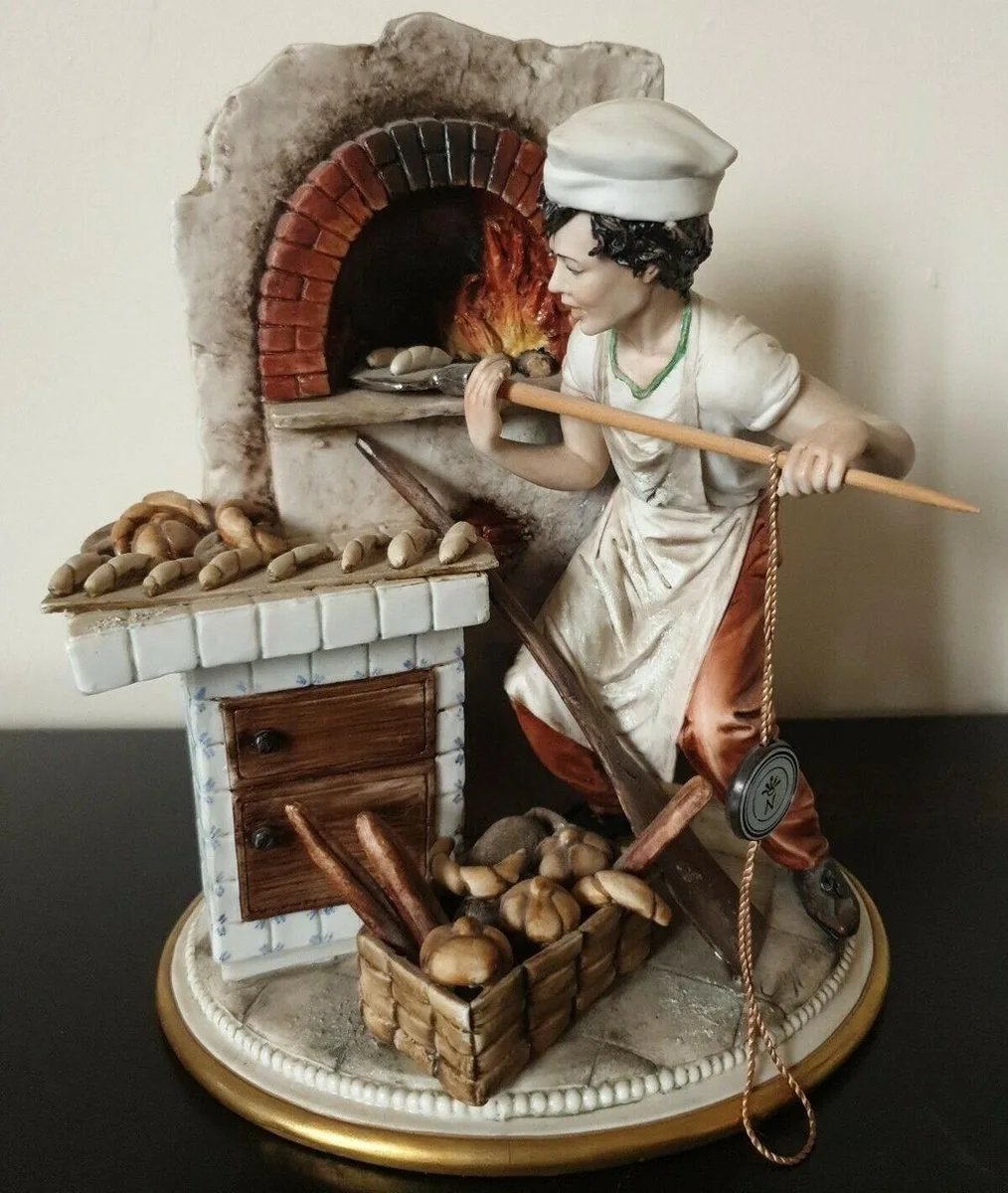 Capodimonte beeldje bakker porselein handgemaakt Italiaans 19x19x23 cm met - 8720574721379