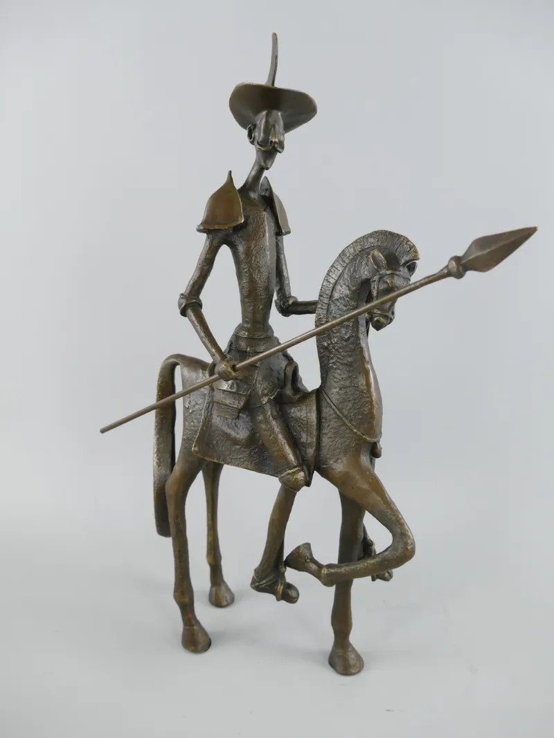 Bronzen beeld ruiter met lans in Dalí-stijl 44 cm - 122.512