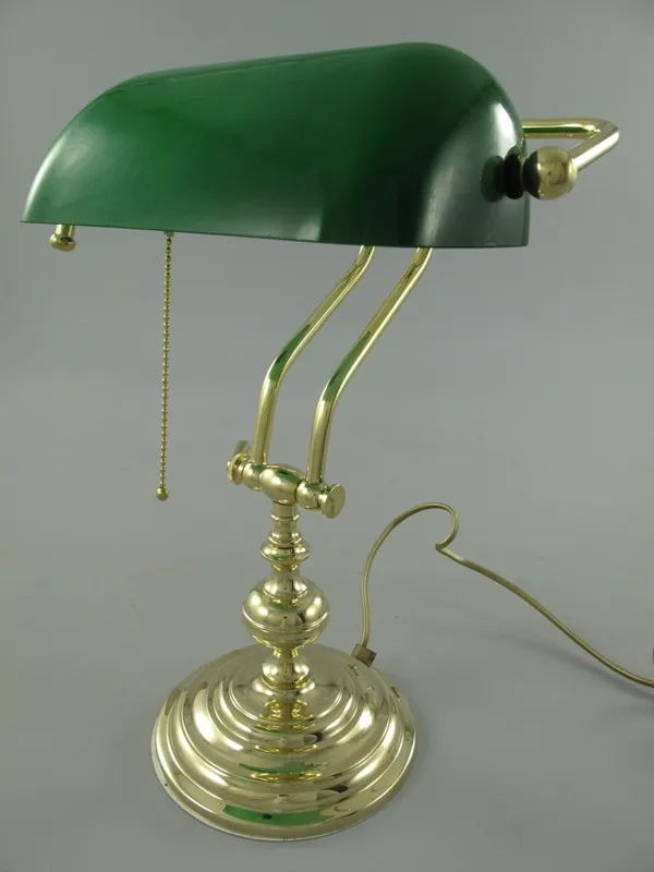 Bankierslamp messing met groene glazen kap en trekketting 45 cm - 162.026M