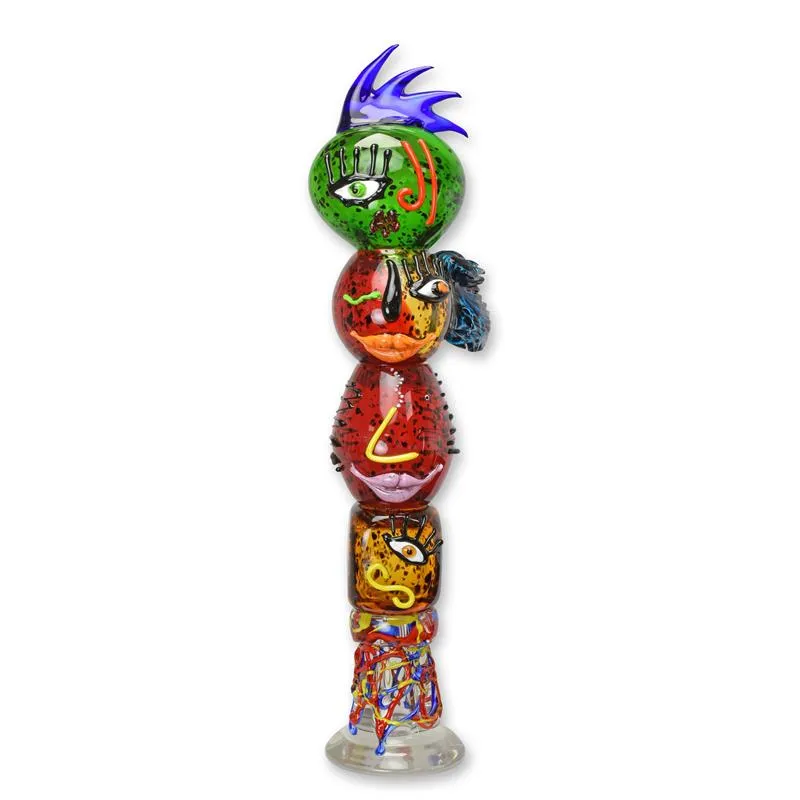 Glazen totem met gestapelde gezichten Murano-stijl 83,6 cm - MG-201