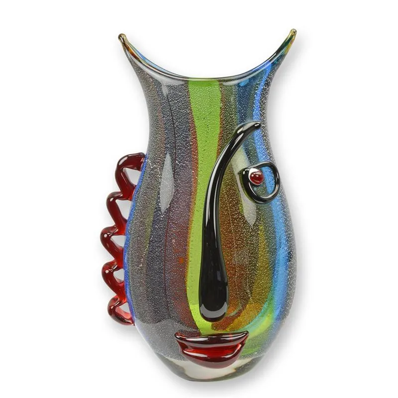Glazen vaas met gezicht in Murano-stijl veelkleurig 31,3 cm - MG-167