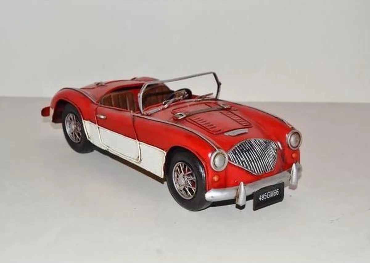 MadDeco blikken auto Austin-Healey rood wit 28x11x10 cm - 8719831578887