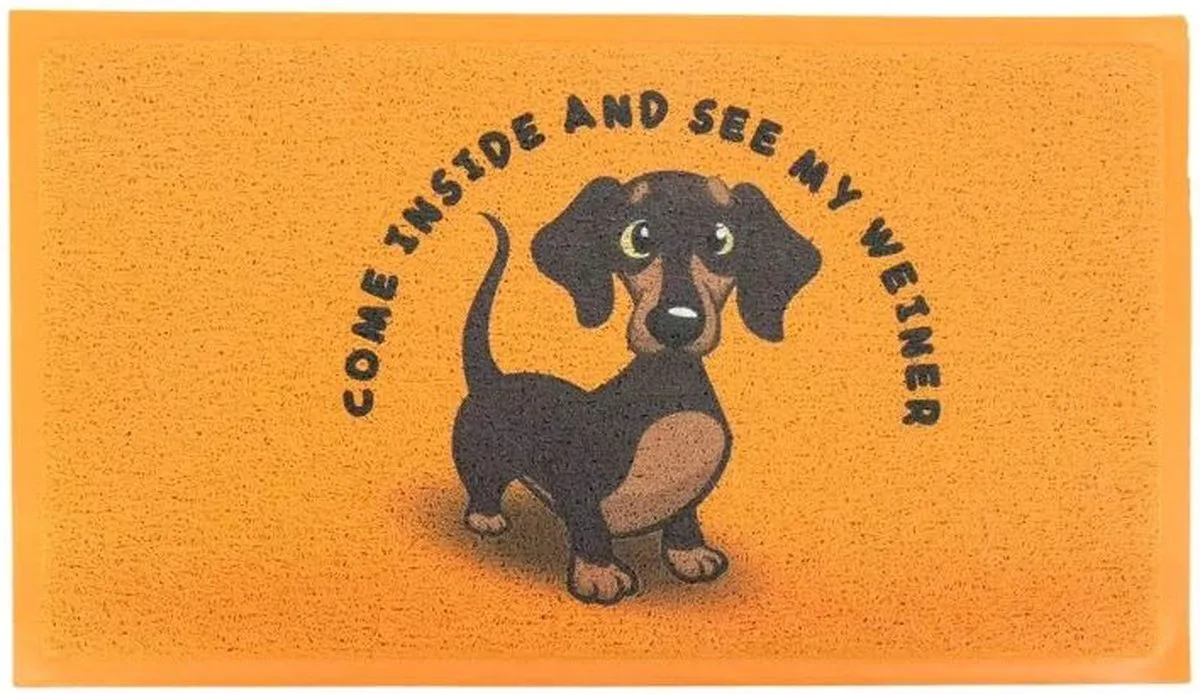 MadDeco deurmat teckel PVC 'Come Inside and See My Weiner' 70x40 cm - 8720812912552