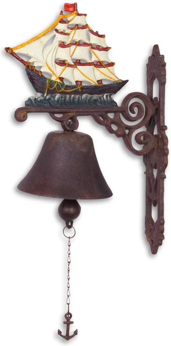 MadDeco Gietijzeren Deurbel Zeilschip Maritiem 26x14.5x36 cm - 8719831575060