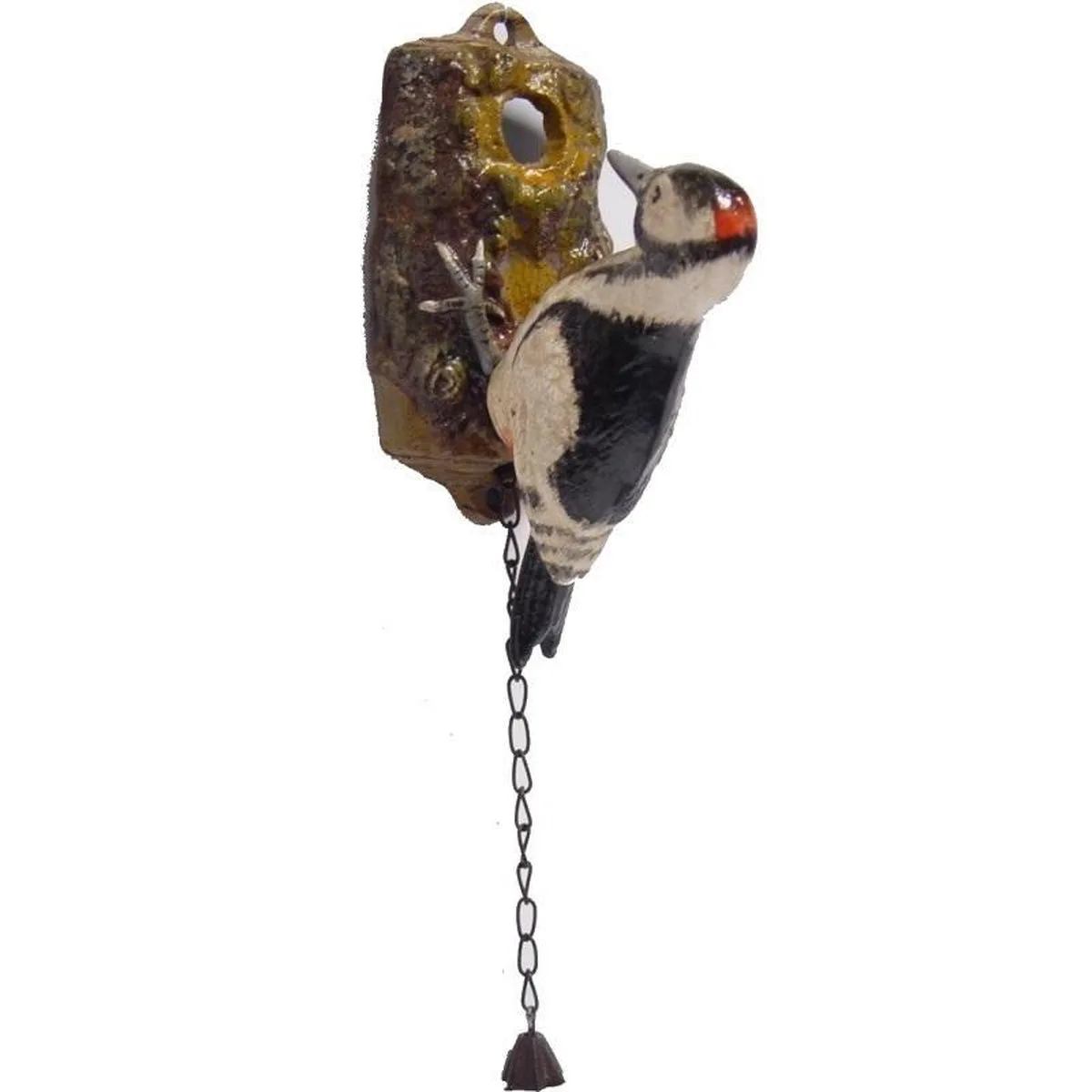 MadDeco gietijzeren deurklopper bonte specht met belletje 20,5x9,5x10 cm - 8719831570300