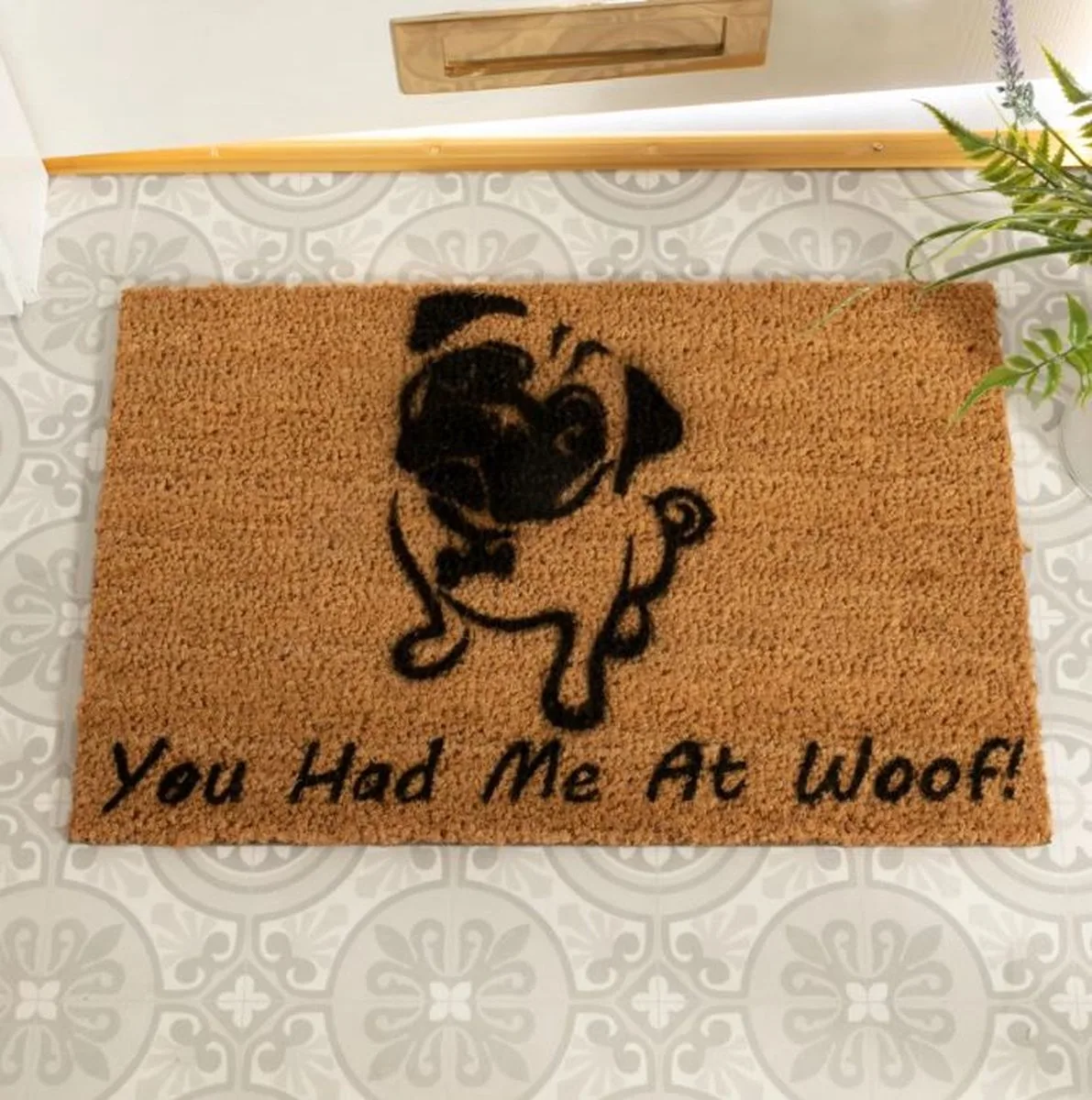 MadDeco kokos deurmat You had me at Woof hondenliefhebber 60x40 cm - 8720812912491