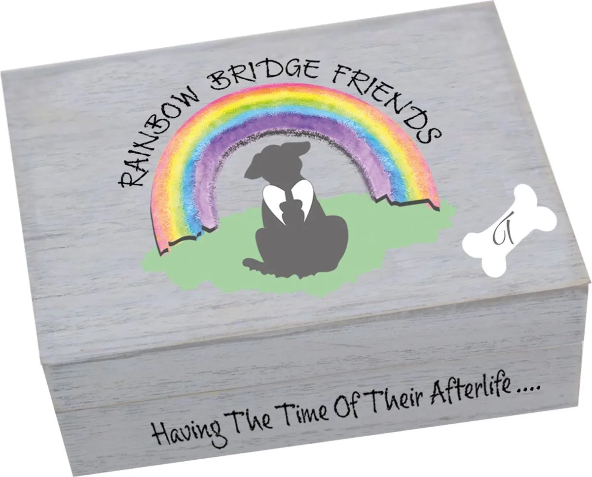 MadDeco Memory Box hond hout Rainbow Bridge 30x23x11 cm - 5060578094158