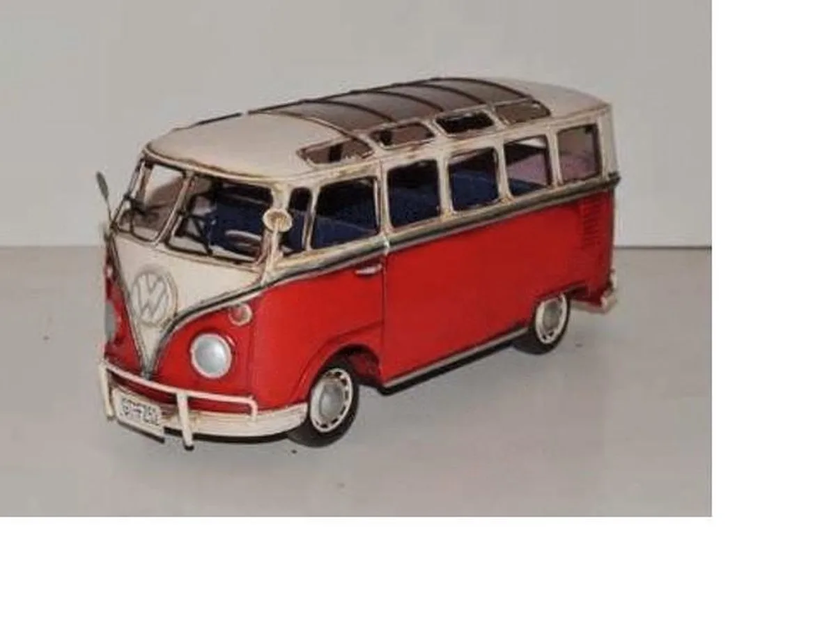 MadDeco VW T1 Samba bus blikken model rood wit – officiële VW licentie 32 cm - 8720143778322