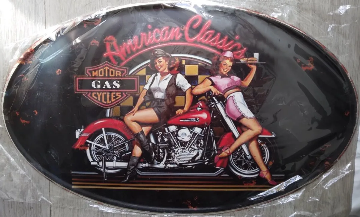 MadDeco Wandbord Ovaal Blik American Classic Motor Cycles Retro 56x34 cm - 8720574727067