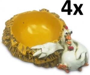 Paolo Chiari - set van 4 - eierdopjes kip op nest -polystone - Italiaans design - handwerk