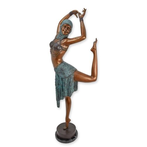 Bronzen beeld van Art Deco danseres met elegante houding