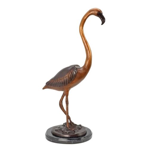 Bronzen beeld van een elegante flamingo met gedetailleerde afwerking