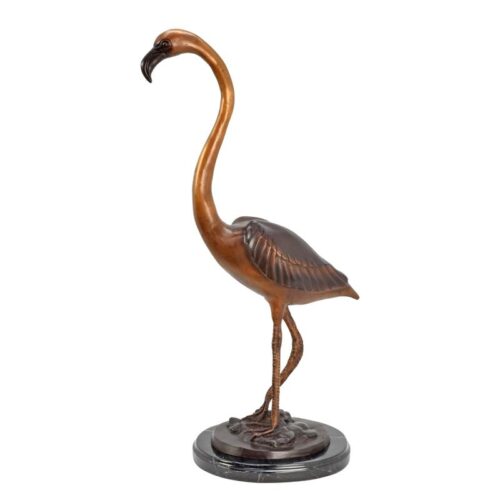 Bronzen beeld van een elegante flamingo in moderne stijl