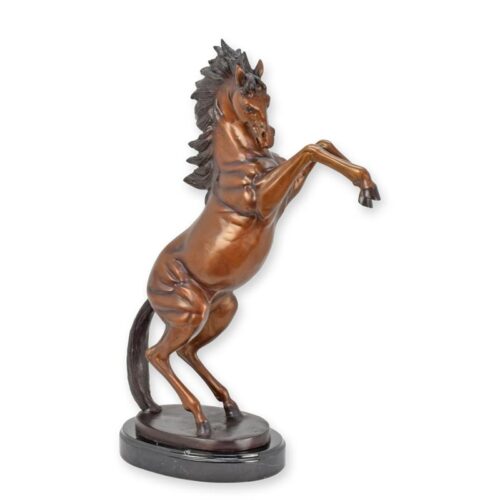 Bronzen beeld van een oprijzende paard met elegantie