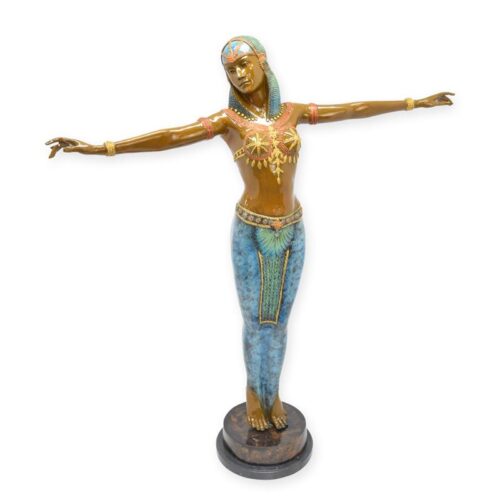 Bronzen sculptuur van elegante Egyptische danseres met details