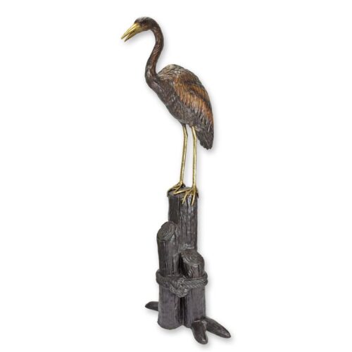 Bronzen kraanvogel fontein met elegant design en details