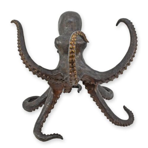 Bronzen beeld van een octopus met gedetailleerde tentakels