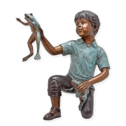 Jongen met kikker in bronzen sculptuur - TBA-91