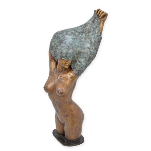 Bronzen beeld van een vrouwelijke figuur in ontkleding