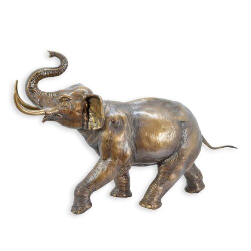 Bronzen beeld van een elegante olifant met details