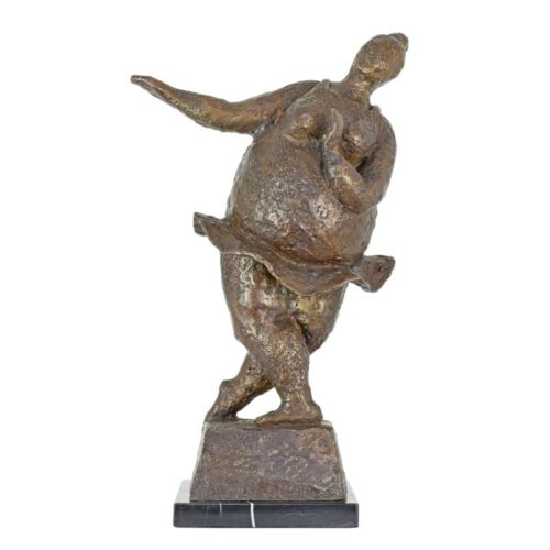 Moderne bronzen sculptuur van elegante vrouwelijke danseres