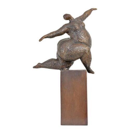 Bronzen sculptuur van dansende vrouw met sierlijke houding