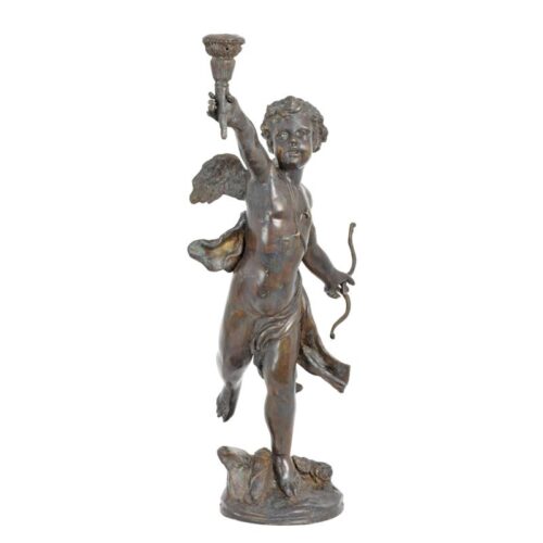 Bronzen kaarsenhouder met Cupidontwerp en elegante afwerking