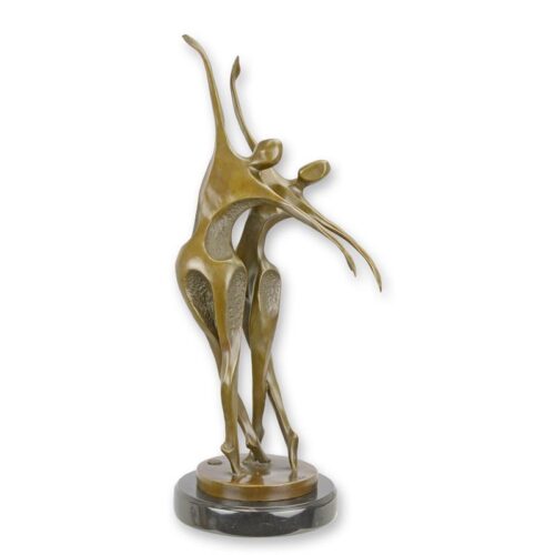 Moderne bronzen sculptuur van dansend paar met elegantie