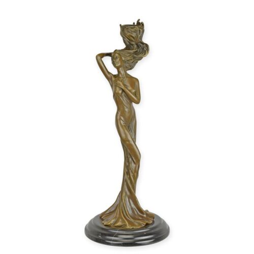 Figuratieve bronzen kaarsenhouder met elegante afwerking