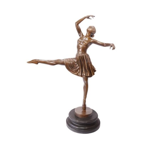 Bronzen beeld van een elegante ballerina in beweging