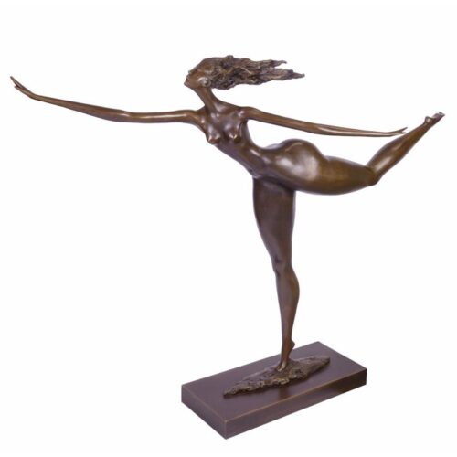 Moderne bronzen sculptuur van vrouwelijke naaktfiguur met elegantie