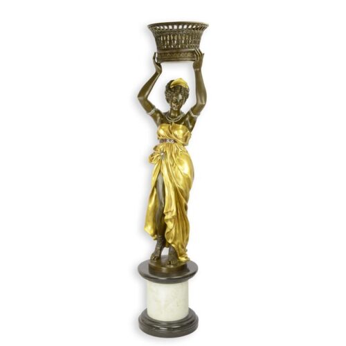 Bronzen plantenbak met Oosterse figuren en details