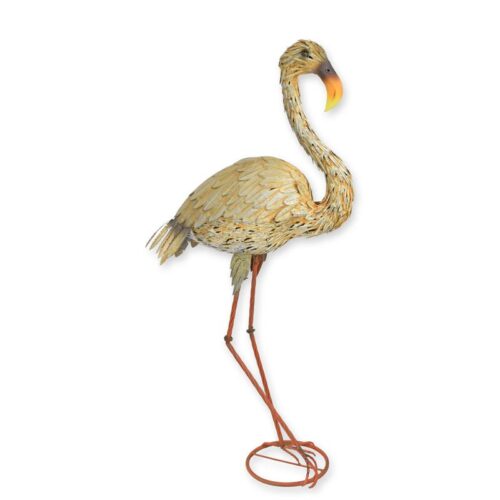 Gietijzeren flamingo met elegante vorm en opvallende kleur