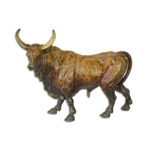 Bronzen sculptuur van een majestueuze Aziatische buffel