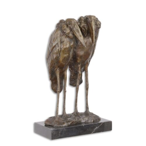 Bronzen sculptuur van paar maraboe-storcken met elegantie