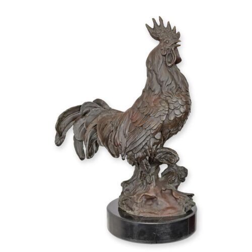 Bronzen sculptuur van een gedetailleerde rooster